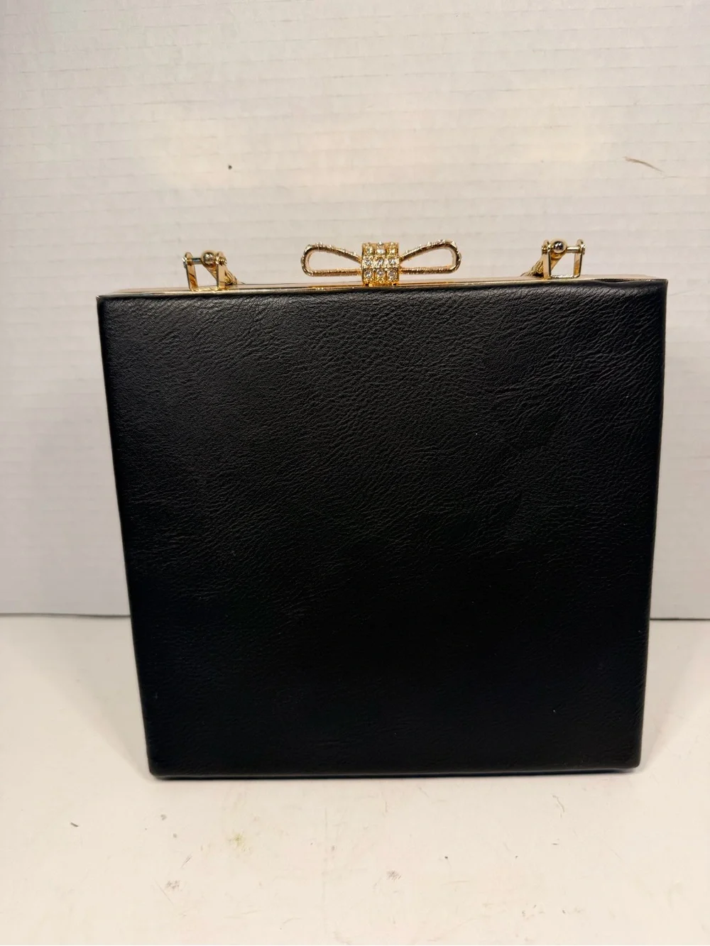 Black and Gold Cherub Angel Box Clutch Handbag